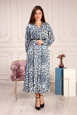 Aymeravm - Leopar Desenli Kadın Elbise - Saten0403Ga