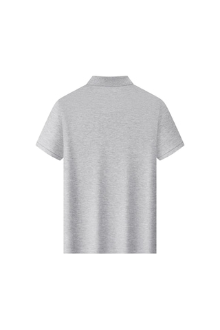 New Performance Premium Polo T-shirt %100 Pamuk Mercerize Desenli Gri