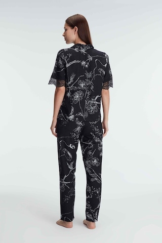 Anıl 9895 Yarım Kollu V Yaka Kadın Viskon Çiçek Desenli Yazlık Dokuma Dantel Detaylı Pijama Takımı 001