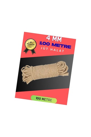 4 Mm 100 Metre Jüt Halat Dekoratif Hasır İp Urgan Süs Evimdeyokyok