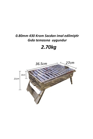 Krom Katlanır Mangal Orta Boy Çok Renkli