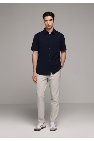 Colin's Colins Regular Fit Shirt Neck Düz Erkek Lacivert Kısa Kol Gömlek Cl1083096 Q1.v1 Nav