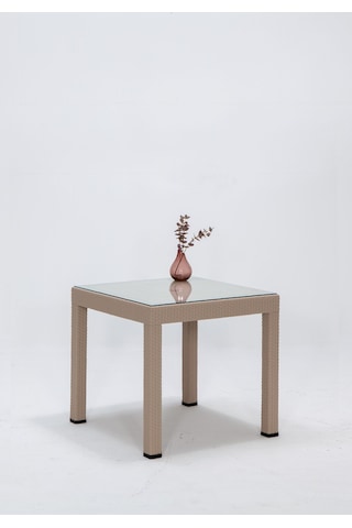 Rattan Small Lüx Camlı Cappucino Masa Takımı Bahçe&balkon 1 Camlı Masa 4 Sandalye Kahverengi