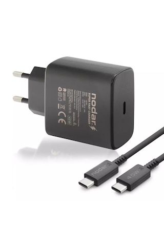 Nodar Nd1007 Usb - Type-c Şarj Seti 45w - Siyah Başlık + Type-C Kablo