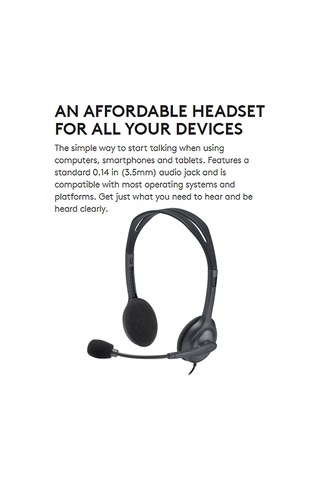 Tenfowee Logitech H111 3.5mm Kulaklık Mikrofonlu - Oyun, Müzik Ve Görüşmeler İçin Döner Mikrofonlu Stereo Kulaklık