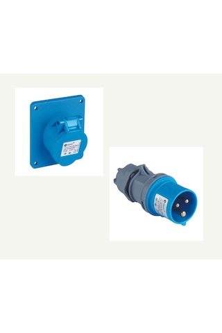 Tekne Karavan Eğik Priz + Fiş Takımi 3X16 Amper 2'Li Set