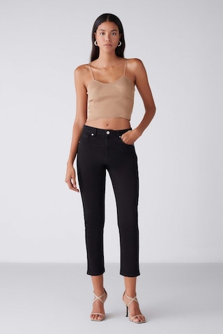 Grımelange Gına Kadın Skinny Fit Dar Paça Normal Bel Organik Pamuk Comfort Dokuma 5 Cepli Siyah Jeans