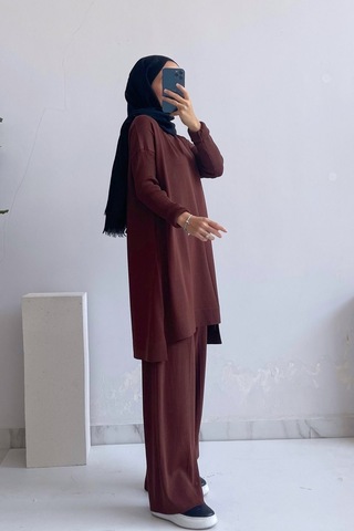 Kahijab Mira Merserize Takım - Kahverengi