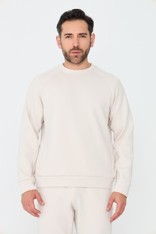 White Stone Kırık Beyaz Pamuklu Erkek Basic Sweatshirt Off-whıte