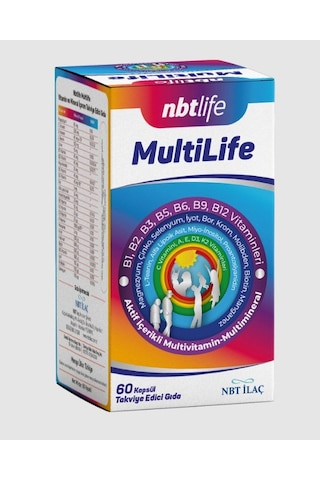 Nbt Life Multilife Multivitamin Multimineral Takviye Edici Gıda 60 Kapsül
