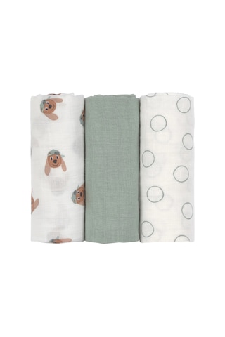 Lassig Tiny Team 3'lü Müslin Örtü 60 X 60cm Köpek Temalı Yeşil