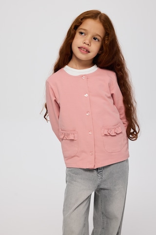 Panço Kız Çocuk Cep Detaylı Düğmeli Örme Pembe Hırka 2521GK82003