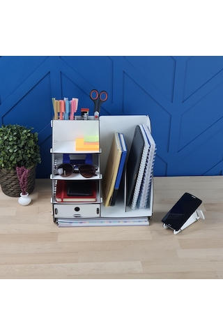 Focus Hexa Çekmeceli A4 Evrak Rafı Masaüstü Organizer Beyaz Renk