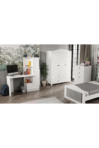 Torino Genç Odası, Çalışma Masası ve Kitaplık Beyaz