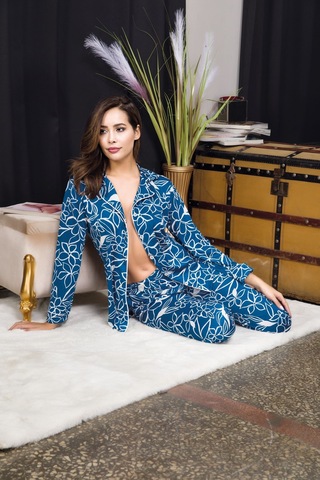 Bebekokusu Rahat Ve Şık Kadın Pijama - Mavi Mavi