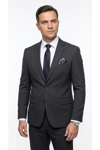 Plus Scorpion Erkek Slim Fit Ceket Likralı Fitilli Kumaş, Çift Düğmeli Tek Yırtmaçlı Modern Tasarım Siyah