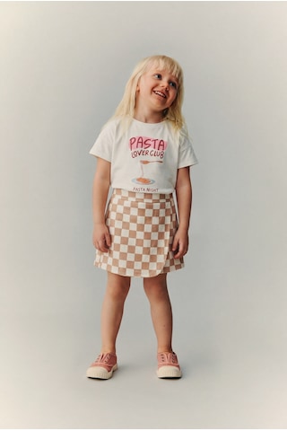 Magu Kız Çocuk Pamuklu Pasta Baskılı T-shirt Kareli Etek Takım Çok Renkli