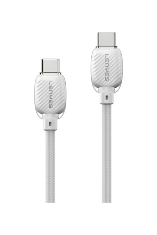 Lenyes Lc536 Type-c To Type-c Pd Örgü Tasarımlı Hızlı Şarj Özellikli Şarj Kablosu 60w 1m Beyaz Beyaz