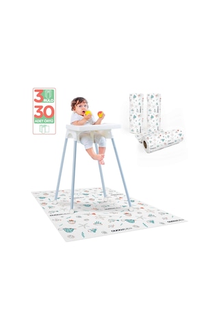 Minimono 3'lü Desen Mama Sandalyesi Altı Ve Aktivite Örtüsü - Mavi