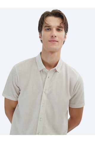 Kip Bej Desenli Regular Fit Casual Gömlek Bej
