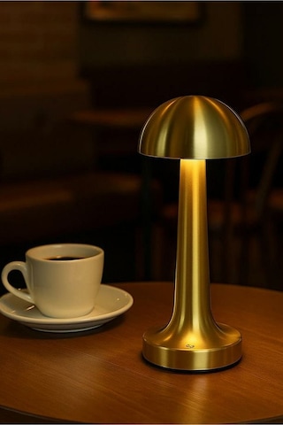 Lizbon 3 Işık Renkli Şarjlı Dim Edilebilir Masa Lambası Gold