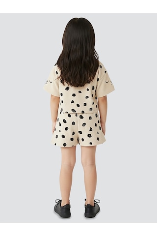 Denokids Leopar Kız Çocuk Havlu Şort T-shirt Takım Çok Renkli