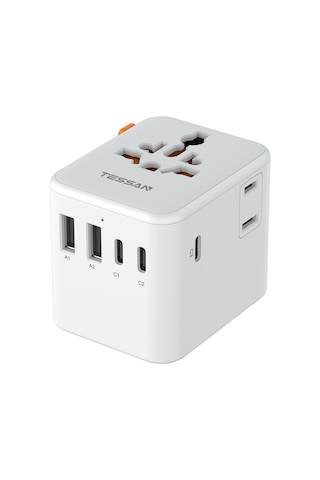 Lexroo Evrensel Seyahat Adaptörü, 5 Usb Portlu Uluslararası Fiş Adaptörü, Abd'den Avrupa Birliği