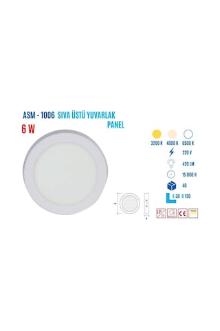 Ycl Asm-1006G 6W Sıvaüstü Yuvarlak Günışığı Led Pa