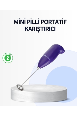 Mini Pilli Portatif Karıştırıcı Cappuccino, Latte, Frappe Kahve Köpürtücü