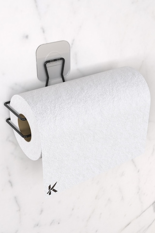 Karteya Sticker Yapışkanlı Dekoratif Rulo Havlu Tutacağı Şık Banyo Mutfak Tezgah Aksesuarı Rulo Havluluk Siyah