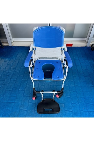 Bme320 Mavi Alüminyum Banyo Tuvalet Tekerlekli Sandalyesi