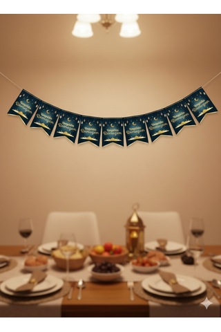 Ramazan Mübarek 17x12 Cm 10'lu Kırlangıç Bayrak Hoş Geldin Ramazan Süs
