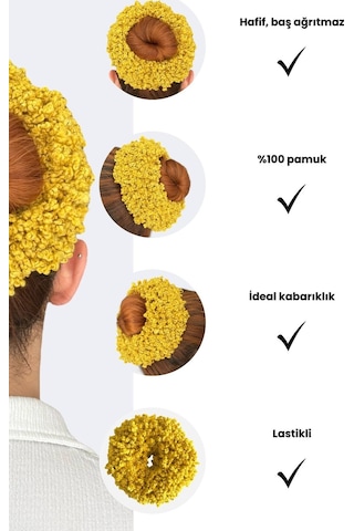 Arap Saçı Topuz Tokası Dolgun Lastikli Tesettür Kadın Aksesuar Toka-sarı SArı