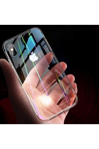 Apple Uyumlu iPhone Xs 5.8 Kılıf Zore Rainbow Kapak Renksiz