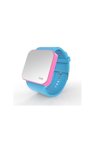 Cool Watch Saat - Pembe Led Kasa - Turkuaz Kayış Unisex