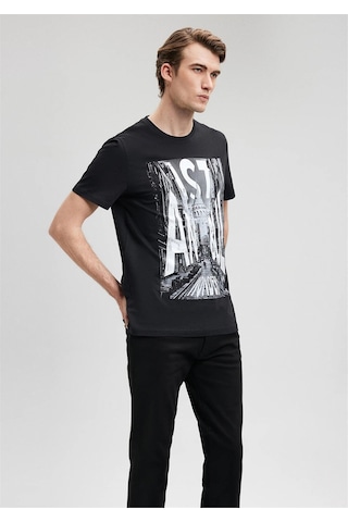 Mavi M067053-900 Siyah Erkek Regular Galata İstanbul Baskılı T-shirt Siyah
