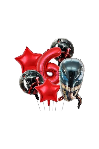 Zehirli Öfke Venom 4 Yaş Doğum Günü Balon Set Venom Kırmızı Konsept Doğum Günü Parti Balon Set 6