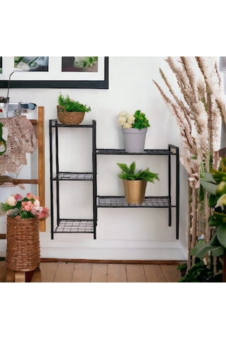 METAL AYAKLI 5 TEL RAFLI SAKSI STANDI KATLI SAKSILIK ÇİÇEKLİK