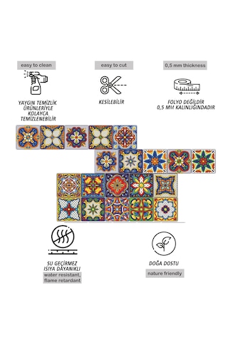 Kendinden Yapışkanlı Karnaval Desenli Pvc Karo 20x20 Cm 5 Li Paket