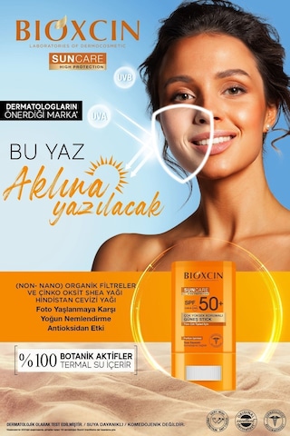 Bioxcin Sun Care Stick SPF 50 Hassas Bölgeler İçin Yüksek Korumalı Güneş KremiDry Touch, Mat