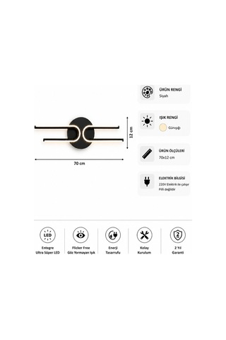 Mino Modern Led Duvar Apliği Günışığı Siyah
