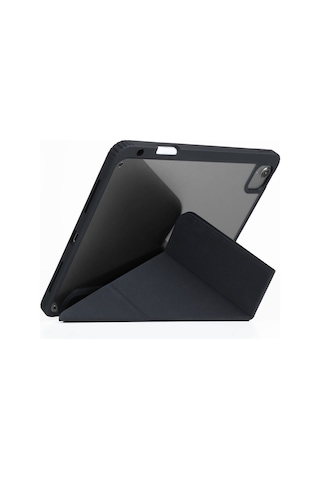 Apple Uyumlu iPad Air 11 2025 M3 Kılıf Skinarma 360 Tam Koruma Airbagli Arkası Şeffaf Standlı Shingoki Siyah