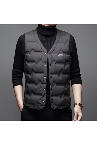 Erkekler İçin Sonbahar Ve Kışlık Aşağı Yelek Siyah