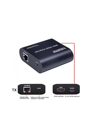 60m Hdmı Extender Hdmı Alıcı Verici Cat6 Genişletici 1080p Hdmı Extender