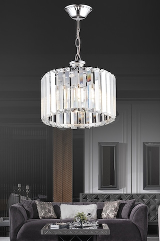 Luna Lighting Lüx Kristal Krom Taşlı 25'lik Avize Krom