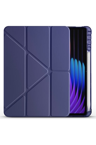 Pad 8 Pro Kılıf Zore Tri Folding Kalem Bölmeli Standlı Kılıf - Siyah Standlı Kapak