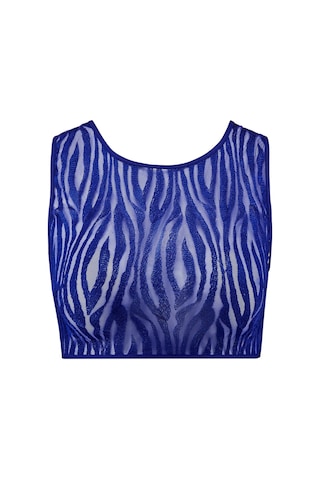 Aubade Wild Pulse Transparan Kolsuz Üst, Zebra Desenli Crop Top, Bustiyer Stili Mavi