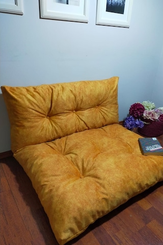 Mutfaktamoda Mutfakta Moda Sarı Yer Minderi Ikili Takım /Köşe Minderi