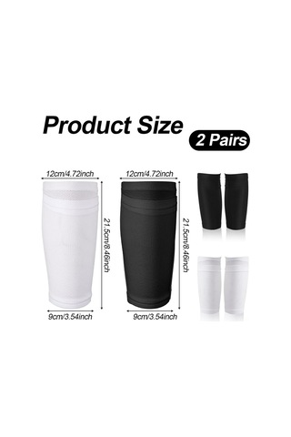 Gajeena Futbol Çorapları 2 Adet Seti Siyah+beyaz - Bacak Koruması Ve Kalkan Sabitleme Özelliği Siyah - Beyaz