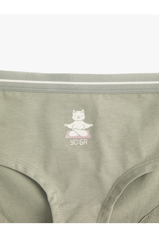 Koton Hipster Külot Slogan Baskılı Basic Pamuklu Yeşil 4wlk30102mk Yeşil